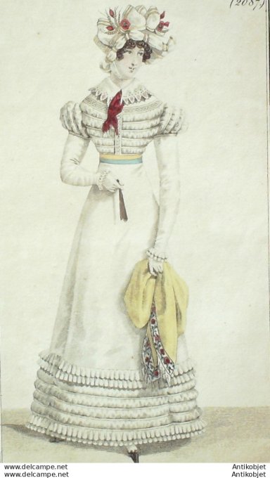 Costume Parisien 1822 # 2087 Robe perkale ornée de volans