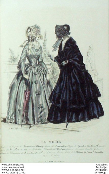 Gravure La mode 1844 #  8 (aquarelle old Fashion plate)