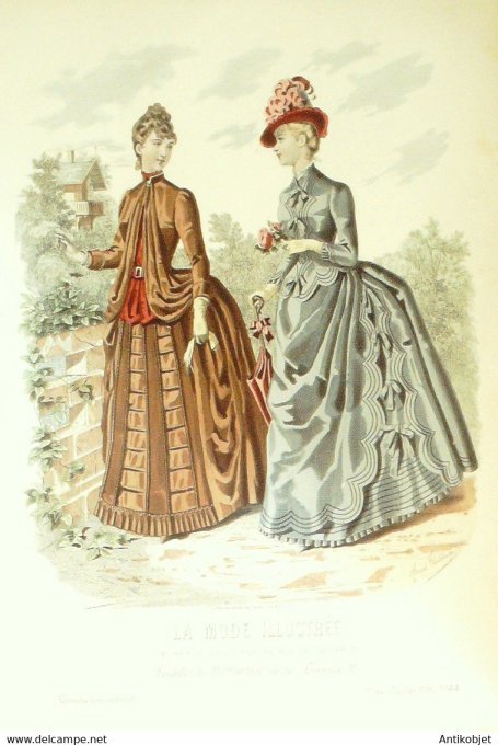 Gravure de mode La Mode illustrée 1886 n°44 (Maison Gradoz)