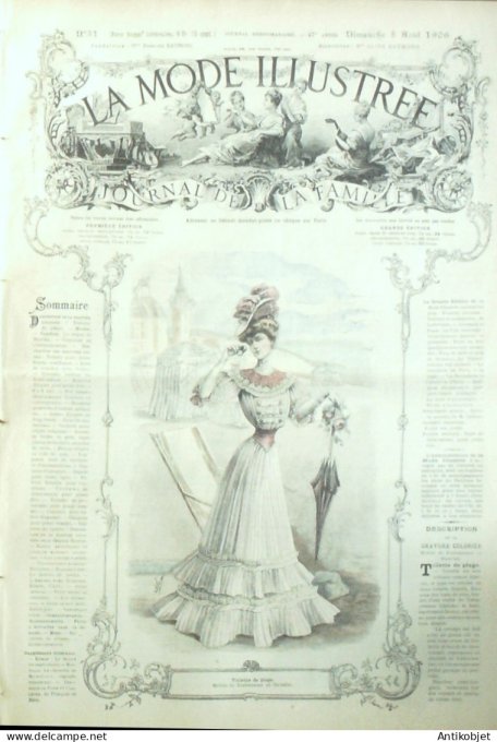 La Mode illustrée journal 1906 n° 31 Toilette de plage