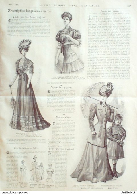 La Mode illustrée journal 1906 n° 31 Toilette de plage