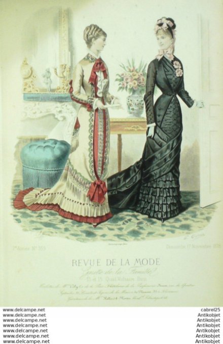 Gravure Mode La Gazette 1878 # 359 (Old Fashion plate)