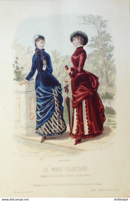 Gravure de mode La Mode illustrée 1882 n°10 (Maison Fladry-Coussinet)
