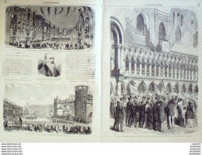 Le Monde illustré 1866 n°501 Italie Vérone Turin Venise Bececca Etats-Unis naufrage de l'Evening Sta