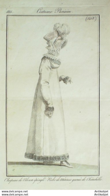 Costume Parisien 1815 # 1458 Robe mérinos garni de Chinchilla