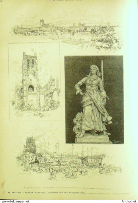 Le Monde illustré 1884 n°1421 Bruxelles St-Omer (62) Juilly (77) Genève Tonkin Hong-Hoa