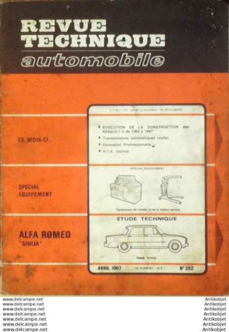 R.T Automobile Alfa Roméo Giulia Renault 8 1964 1967   # 252