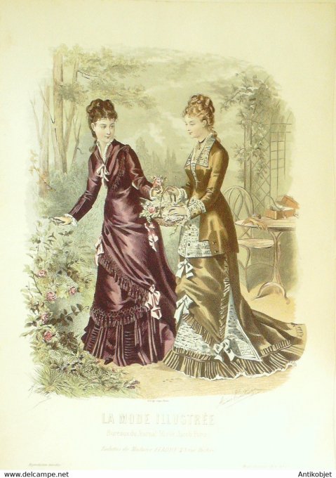 Gravure de mode La Mode illustrée 1878 n°16 (Maison Fladry)