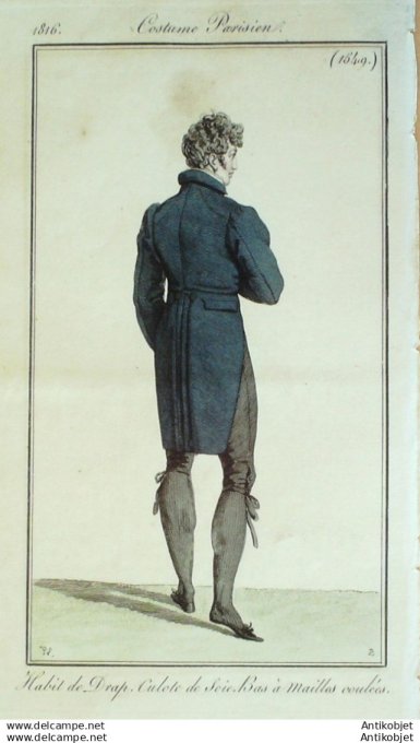 Gravure Mode Costume Parisien 1816 # 1549 (eau forte old Fashion plate