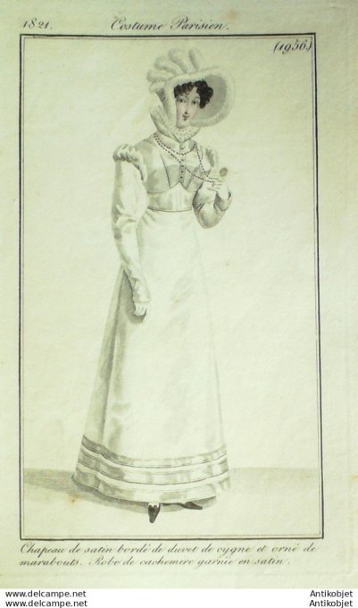 Costume Parisien 1821 # 1956 Robe de cahemire garnie