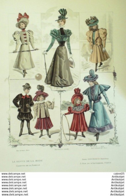 Gravure Mode La Gazette 1896 # 35 (Old Fashion plate)