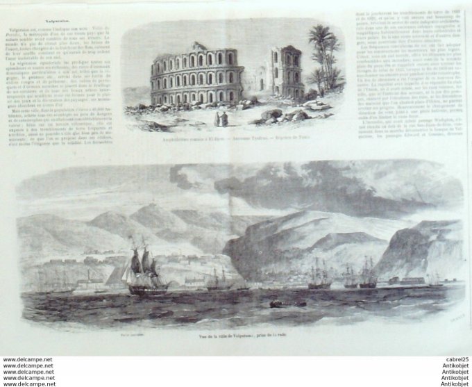 Le Monde illustré 1859 n° 93 Italie Turin Gênes Chili Valparaiso Genes Algérie Alger