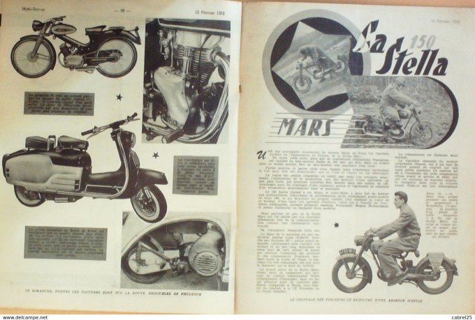 Moto Revue 1952 n° 1072 350 Mac, Laverda 75cc, 75 Guzzi, 250 Benelli Stella 150 Monneret