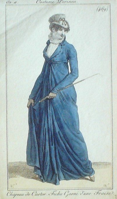 Gravure Mode Costume Parisien 1803 an 11 # 469 (eau forte old Fashion plate