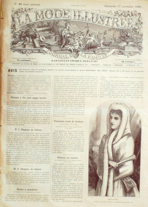 Journal Mode illustrée 1888 # 46 Chapeaux d'hiver