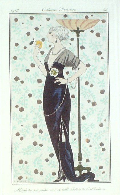 Barbier George Pochoir Mode Art Deco n°  46-1913 Journal des Dames