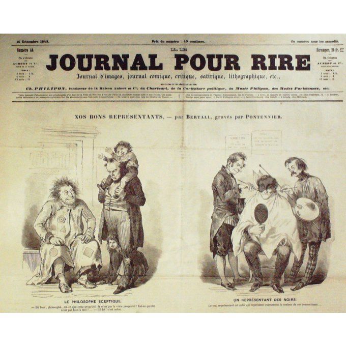 Le Journal pour RIRE 1848 n° 46 PHILISOPHES BERTALL BOUCHOT BEAUMONT MORIN
