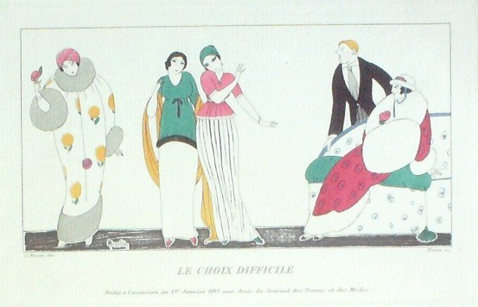 Martin Charles Pochoir Mode Art Deco n°  46b-1913 Journal des Dames