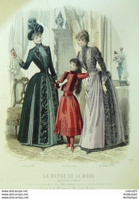 Gravure de mode Revue de la mode Gazette 1889 n°02 (Maison Léoty)