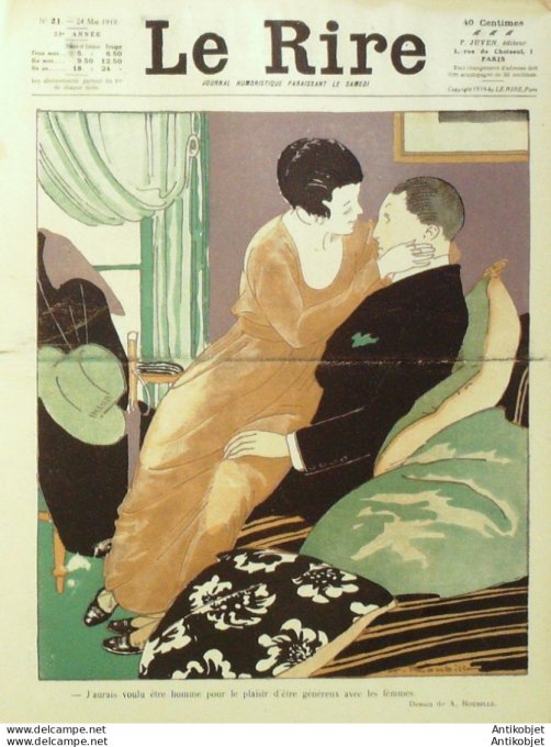 Le Rire 1919-05-21 #  21 Journal humoristique Ed.Originale Le Testament