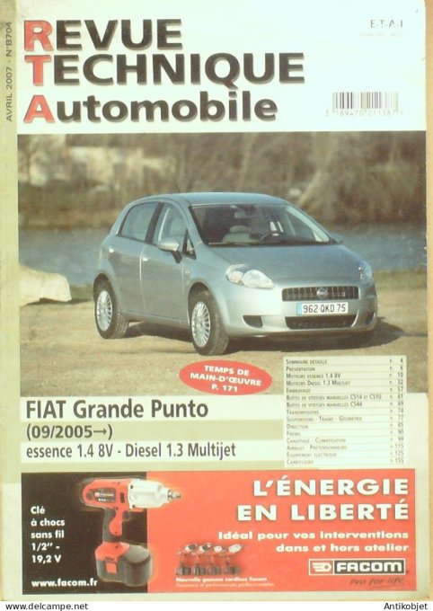 Revue Tech. Automobile 2007 n°B704 Fiat Punto