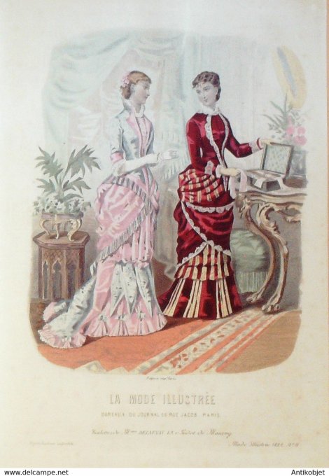 Gravure de mode La Mode illustrée 1882 n°11 (Maison Delaunay)