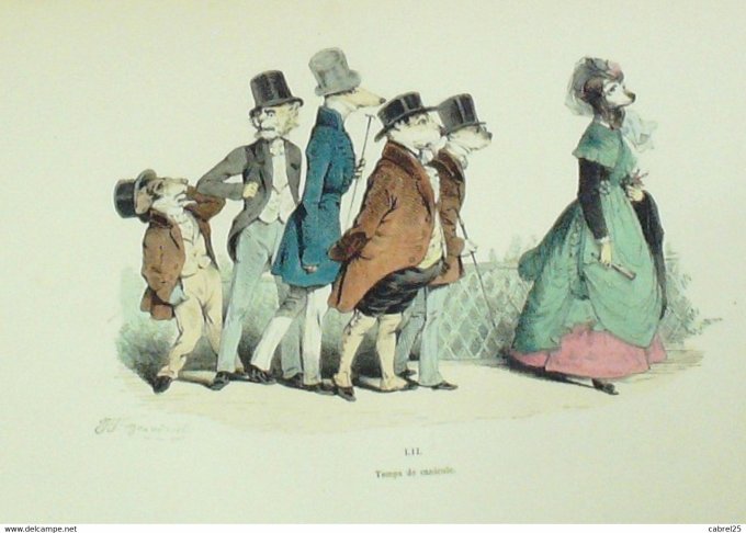 Grandville "Les Métamorphoses du jour" LIIA Chiens Tigre 1847