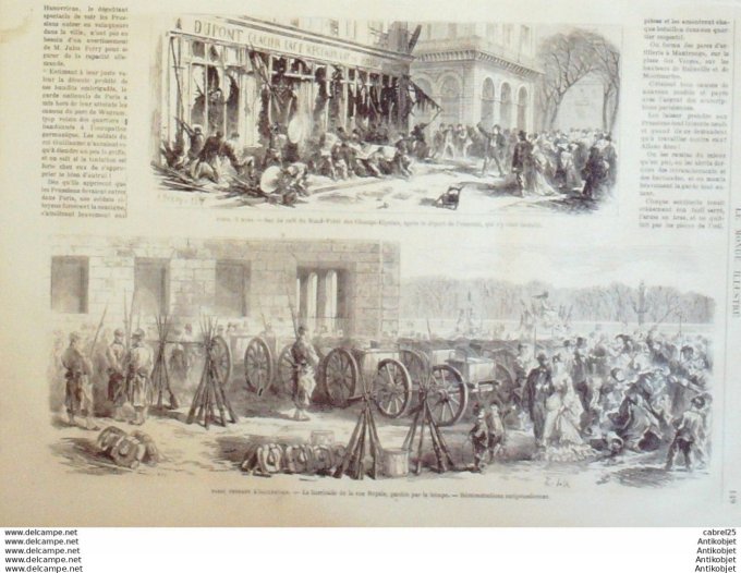 Le Monde illustré 1871 n°726 Montmartre Place Des Vosges Bordeaux (33) Chelles (77) Strasbourg (67) 