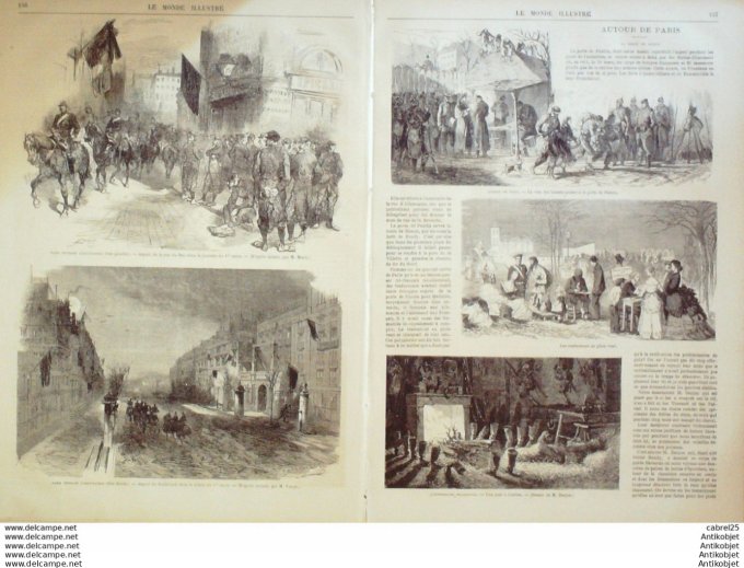 Le Monde illustré 1871 n°726 Montmartre Place Des Vosges Bordeaux (33) Chelles (77) Strasbourg (67) 