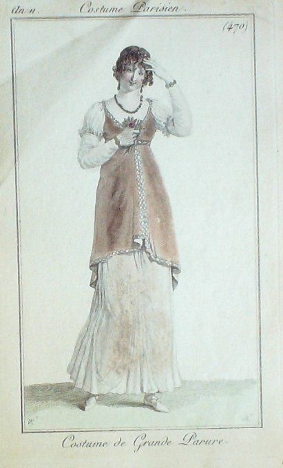 Gravure Mode Costume Parisien 1803 an 11 # 470 (eau forte old Fashion plate