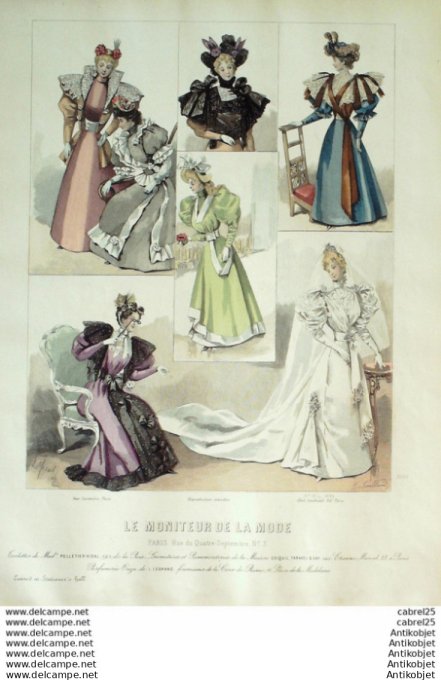 Gravure Mode Le Moniteur 1894 # 19 (Old Fashion plate)
