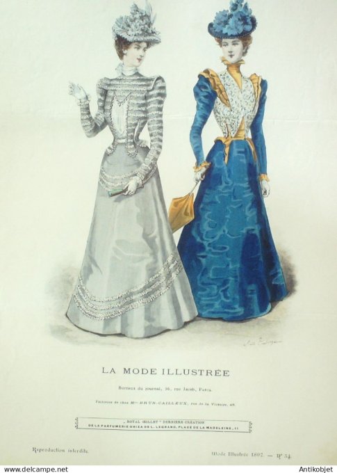 Gravure Mode illustree 1897 # 34 (Old Fashion plate) RARE