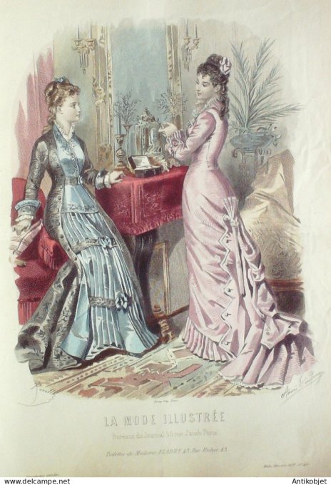Gravure Mode illustree 1877 # 40 (Old Fashion plate)