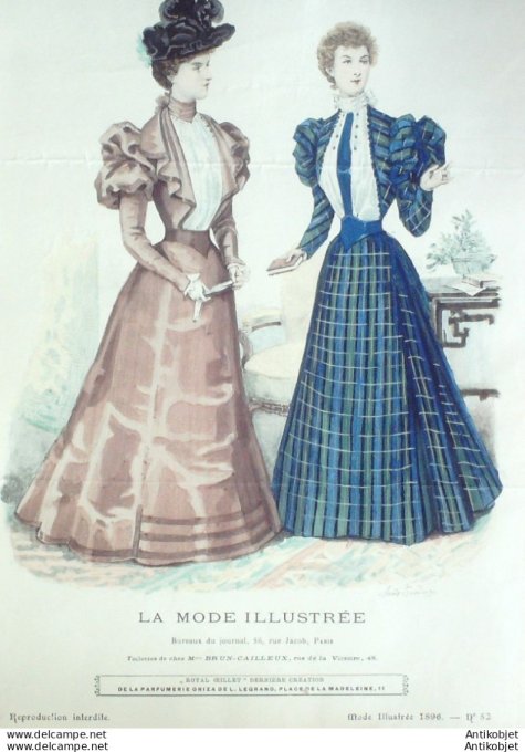 Gravure Mode illustree 1896 # 52 (Old Fashion plate) rare