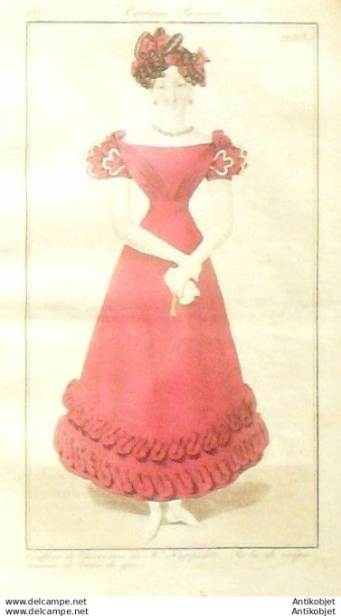 Gravure Mode Costume Parisien 1825 # 2303 (eau forte old Fashion plate