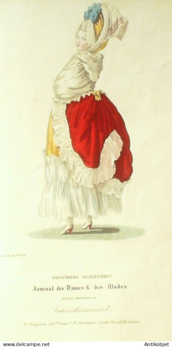 Gravure Mode Costume Parisien 1838 # 3617 (eau forte old Fashion plate