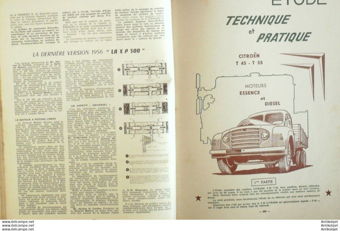 R.T Automobile Camions Citroën T45 T85 Firebird XP 500 122 # 1956