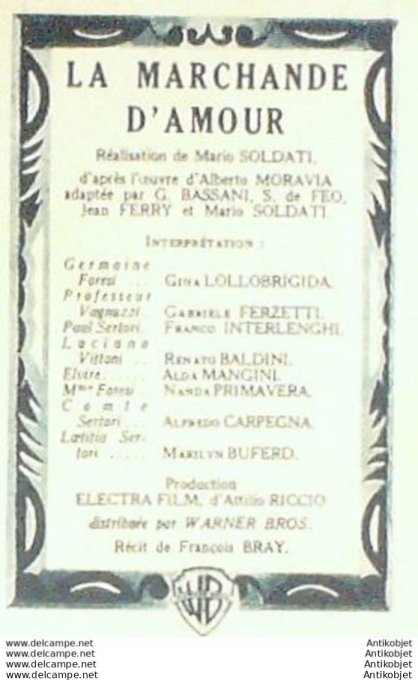 Mon Film 435 54-12-22 La marchande d'amour Gina Lollobrigida