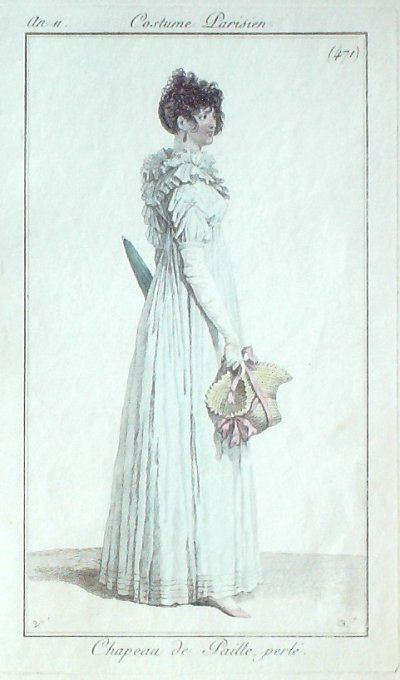 Gravure Mode Costume Parisien 1803 an 11 # 471 (eau forte old Fashion plate