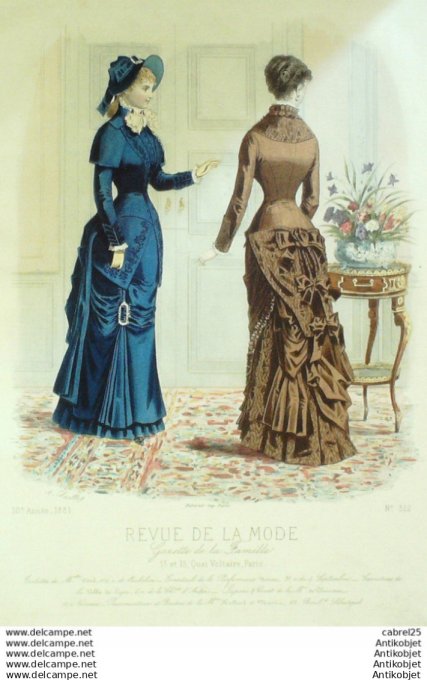 Gravure de mode La Gazette 1879 # 371 Maison Duboys Plument