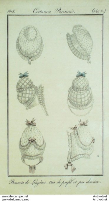 Gravure Mode Costume Parisien 1815 # 1472 (eau forte old Fashion plate