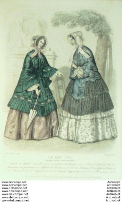 Gravure Mode Le Bon Ton 1850 17 # 26 (aquarelle old fashion plate)