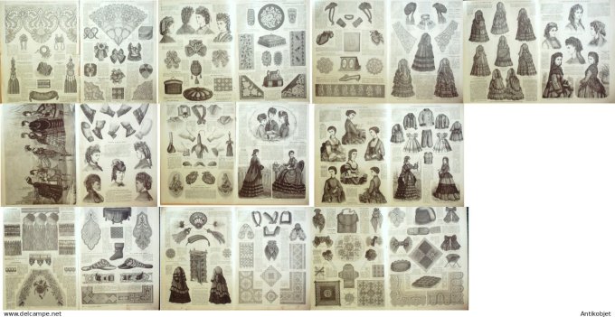 Mode illustree  1871 Lot de 10 journaux