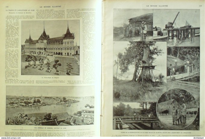 Le Monde illustré 1902 n°2375 Bagnères (31) Siam Bangkok Malaisie Kelantan Arleux (59) Bulgarie Chip