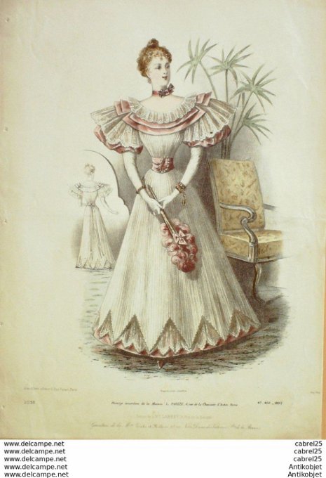 Gravure La mode illustrée 1882 n° 1 (Maison FLADRY-COUSSINET)