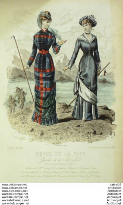 Gravure Mode La Gazette 1878 # 349 (Old Fashion plate)