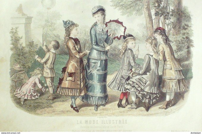 Gravure Mode illustree 1878 # 22 (Old Fashion plate)