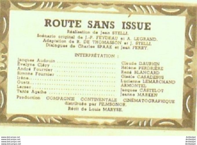 Route sans issue Hélène Perdrière Claude Dauphin Armontel