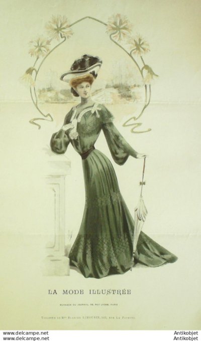 Gravure Mode illustree 1904 #  6 (Old Fashion plate) rare