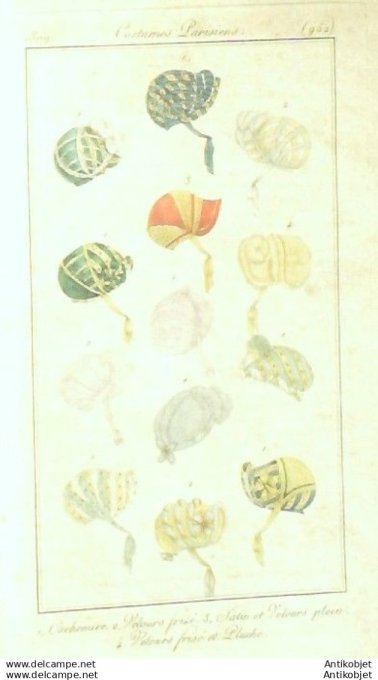 Gravure Mode Costume Parisien 1809 #  952 (eau forte old Fashion plate